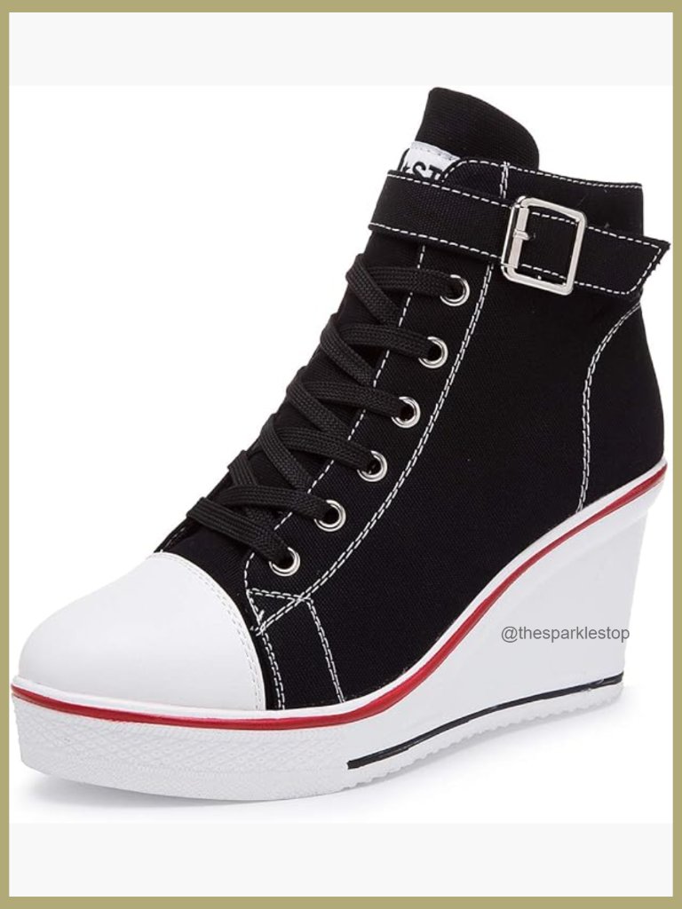 Canvas High Heel Fashion Sneakers Platform Wedges Women's Shoes